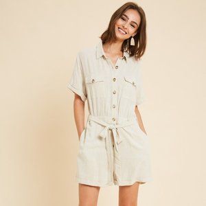 NWOT Linen Romper in Cream